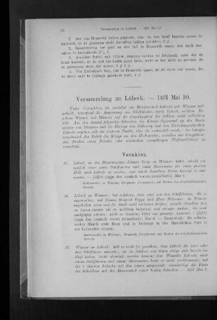 Versammlung zu Lübeck. - 1431 Mai 10.