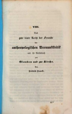 Abhandlungen der Fries'schen Schule. 2,VIII