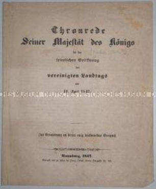 Thronrede Friedrich Wilhelms IV. von Preußen