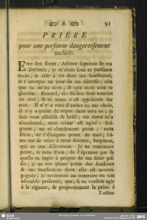 Prière pour une personne dangereusement malade