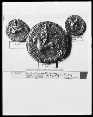 Siegel Egano von Fürstenberg, Friedrich Burggraf von Nürnberg 1305, Adolf von Hachberg 1305