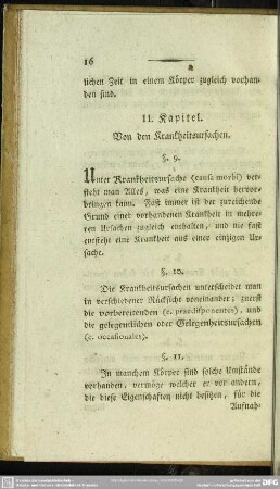 II. Kapitel. Von den Krankheitsursachen