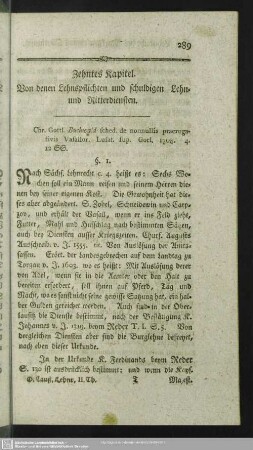 Zehntes Kapitel. Von denen Lehnspflichten und schuldigen Lehn- und Ritterdiensten