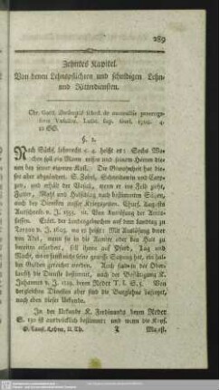 Zehntes Kapitel. Von denen Lehnspflichten und schuldigen Lehn- und Ritterdiensten