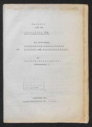 1932/33: Bericht über das Schuljahr ... der Städtischen Deutschen Oberschule mit Lyzeum und Frauenschule in Berlin-Zehlendorf - 1932/33