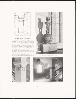 Neues Stadthaus, Berlin: Innenansichten Treppenhaus Seitenflügel, Vestibül an der Klosterstraße Detail (aus: Neubauten der Stadt Berlin, Bd. X, 1911)