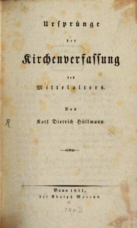 Ursprünge der Kirchenverfassung des Mittelalters