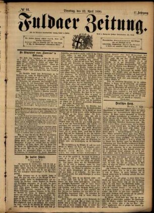 Ausgabe vom Dienstag, den 22. April 1890.