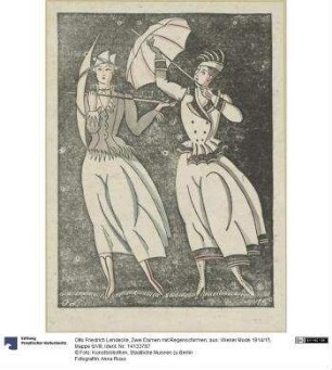 Zwei Damen mit Regenschirmen, aus: Wiener Mode 1914/15, Mappe 6/VIII
