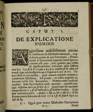 Caput. I. De Explicatione Nominis