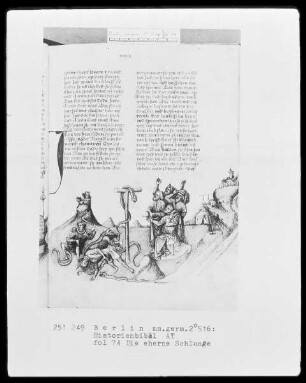 Historienbibel des Alten Testaments — Die eherne Schlange, Folio 74recto