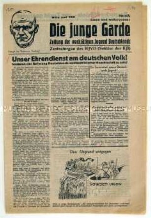 Illegale Ausgabe des Zentralorgans des KJVD "Die Junge Garde" zum Missbrauch der Jugend im "Dritten Reich"
