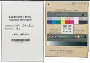 Entnazifizierung Wilhelm Kalde , geb. 30.06.1910 (Schreiner)