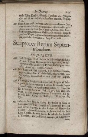 Scriptores Rerum Septentrionalium. In Quarto.