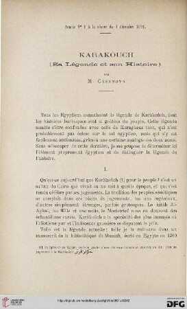 3.Ser. 2.1891: Karakouch : (sa légende et son histoire)