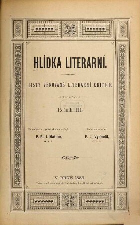 Hlídka literarní : listy věnované literarní kritice. 3. 1886