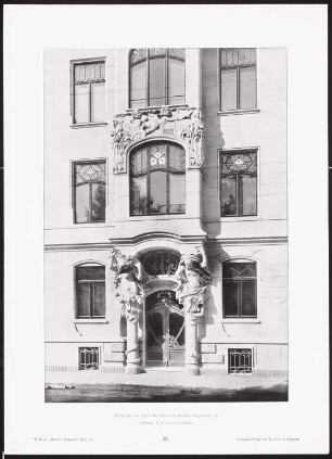 Wohnhaus Bürgerwiese, Dresden: Ansicht, Detail (aus: Moderne Neubauten, 4.Jg., 1898ff, hrsg. W. Kick)