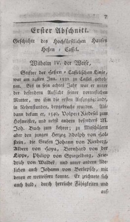 Erster Abschnitt. Geschichte des hochfürstlichen Hauses Heßen-Cassel