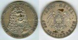 Medaille Friedrich Wilhelm, der Große Kurfürst, aus der Serie "Deutsche Fürsten und Könige"