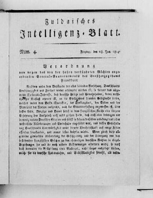 Num. 4, Ausgabe vom 28. Jan. 1814