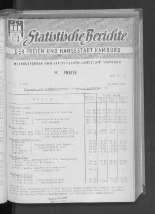 Erzeuger- und Großhandelspreise in Hamburg im Februar 1960 : Lfd. Nr. 10