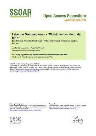 Leben in Grenzregionen - "Wo kämen wir denn da hin?"