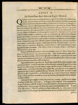 Caput X. De Virtutibus Auri Aurae in Regno Animali.