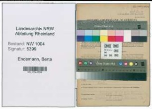 Entnazifizierung Berta Endemann , geb. 22.07.1908 (Verkaeuferin)