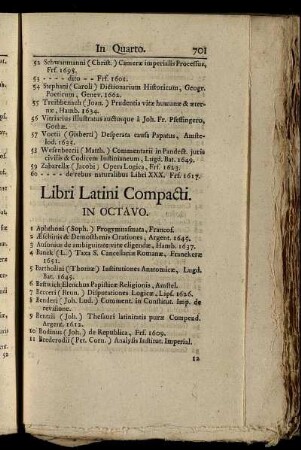 Libri Latini Compacti. In Octavo – Libri Legati In Duodecimo &c