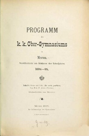 Programm des K.K. Obergymnasiums in Meran : veröffentlicht am Schlusse des Schuljahres .... 1894/95