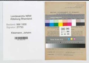 Entnazifizierung Johann Kleemann, geb. 09.02.1907 (Postassistent)