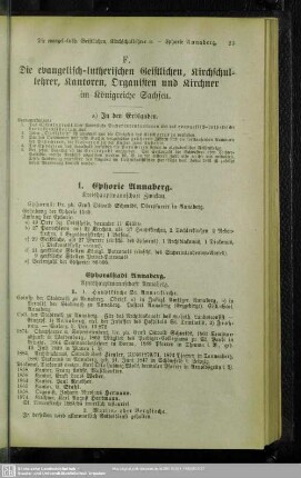 F. Die evangelisch-lutherischen Geistlichen, Kirchschullehrer, Kantoren, Organisten und Kirchner im Königreiche Sachsen