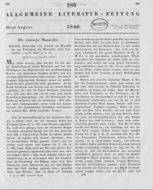 Höck, K.: Römische Geschichte vom Verfall der Republik bis zur Vollendung der Monarchie unter Constantin. Bd. 1, Abt.2. Mit vorzügl. Rücksicht auf Verfassung und Verwaltung des Reichs. Braunschweig: Westermann 1843 (Beschluss von Nr. 185)