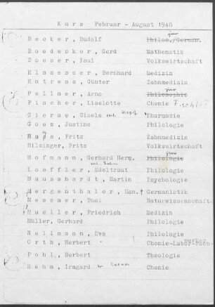 Kurs Februar-August 1948