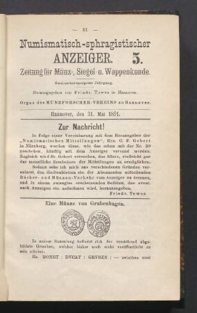 5. 31. Mai 1891