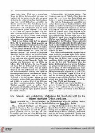 N.F. 2.1922 S. 192-200: Die kulturelle und wirtschaftliche Bedeutung des Werkunterrichts für die höheren weiblichen Bildungsanstalten