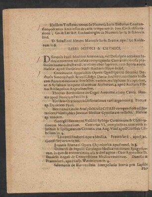 Libri Medici & Chymici.