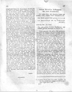 Kaisers Maximilian Seelbegegnus. Eine kleine Druckseltenheit.