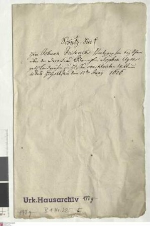 Pfalzgraf Johann Friedrich von Pfalz-Hilpoltstein nimmt das Wittum seiner Gemahlin Sophie Agnes geb. Landgräfin von Hessen-Darmstadt, Schloss, Sta...