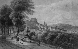 Ansicht der Stadt Marburg von Südwesten