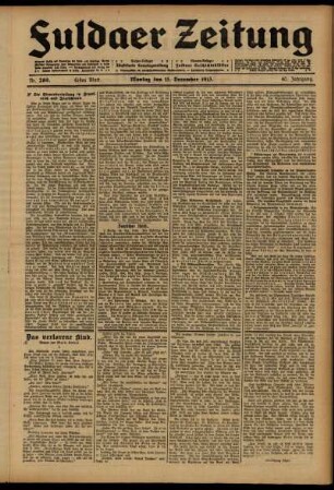 Erste Ausgabe vom Montag, den 15. Dezember 1913.
