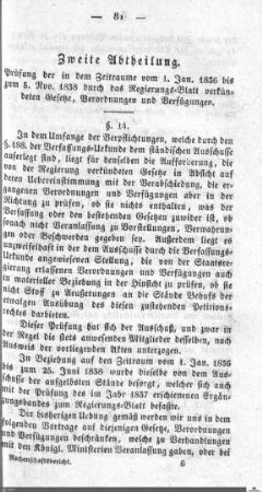 Prüfung der 1836-1838 verkündeten Gesetze