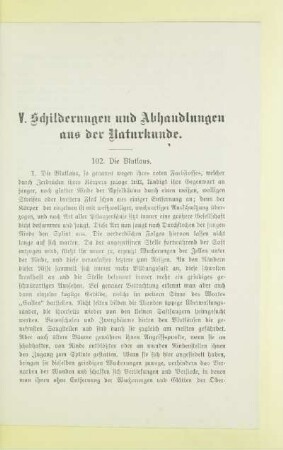 V. Schilderungen und Abhandlungen aus der Naturkunde