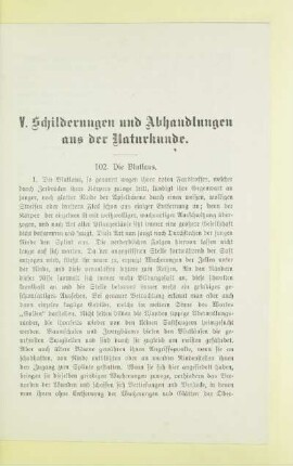 V. Schilderungen und Abhandlungen aus der Naturkunde