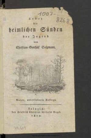 Ueber die heimlichen Sünden der Jugend