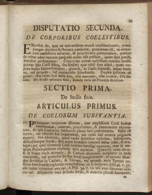 Sectio Prima. De Stellis fixis.