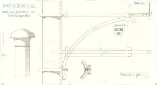 Fischer, Theodor; Jena; Camsdorfer Brücke - Straßenbahn - u. Beleuchtungsmasten (Schnitt, Details)