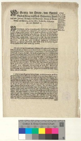 Münzverordnung König Georgs III.