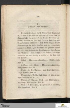 XI. Fabriken und Gewerbe