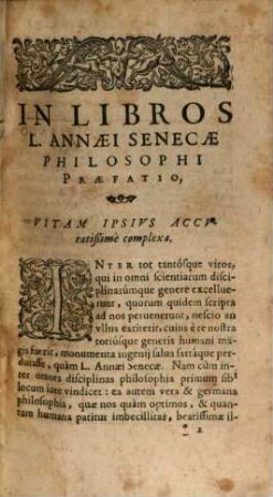 Annaei Senecae Tvm Rhetoris Tvm Philosophi Opera Omnia, 2. Tomvs Secvndvs ... Cuius libros pagina sequens exhibet